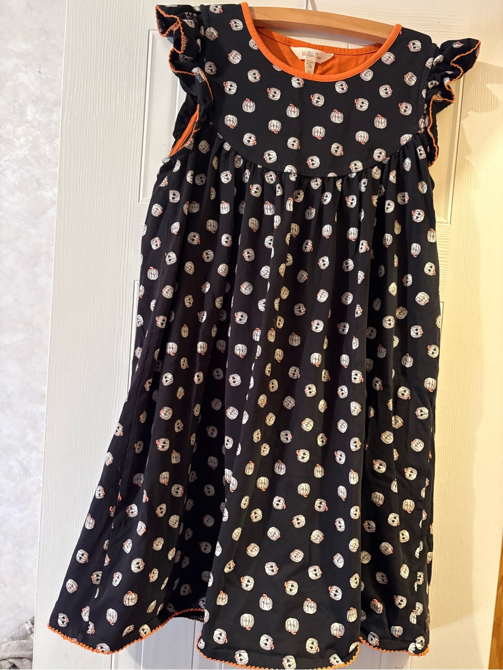 Matilda Jane Black Dress with Orange Trim and Pumpkin Dots